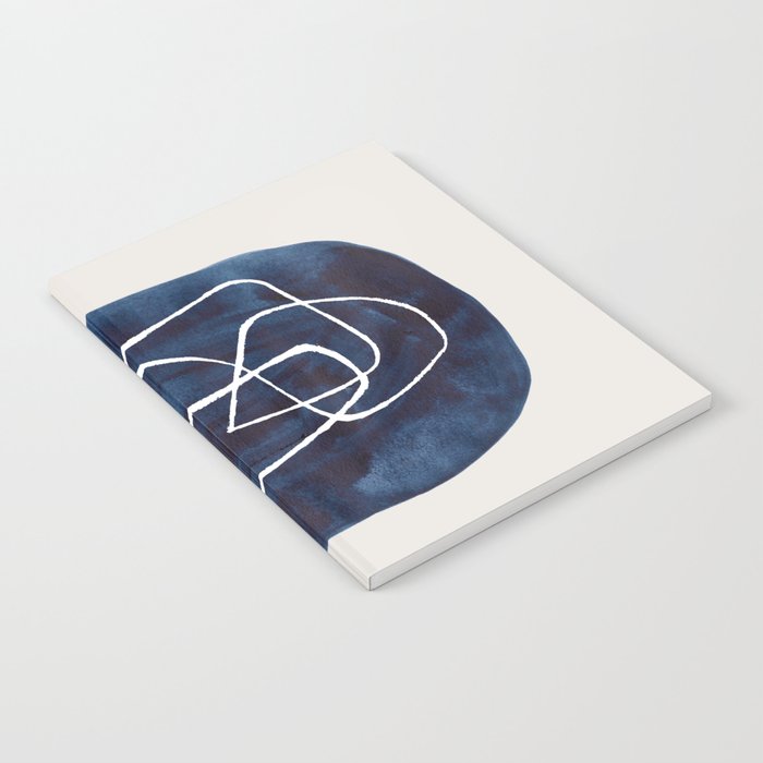 EnShape by Ejaaz Haniff 'Navy Maze' Minimalist Mid Century Modern Line Drawing Geometric Organic Color Shapes Notebook