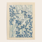 Vintage Japanese Botanical Silhouette in Soft Blue Tones Poster Gallery Image 4