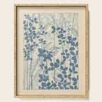 Vintage Japanese Botanical Silhouette in Soft Blue Tones Serving Tray Gallery Image 1