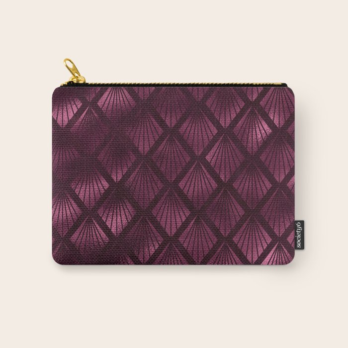 Burgundy Red Art Deco Pattern Carry All Pouch Gallery Image 1