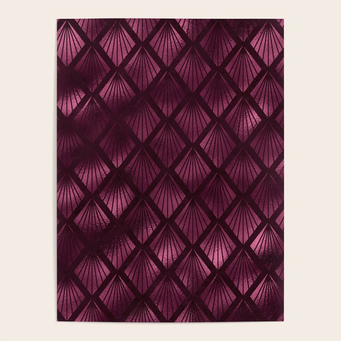 Burgundy Red Art Deco Pattern Poster Gallery Image 4