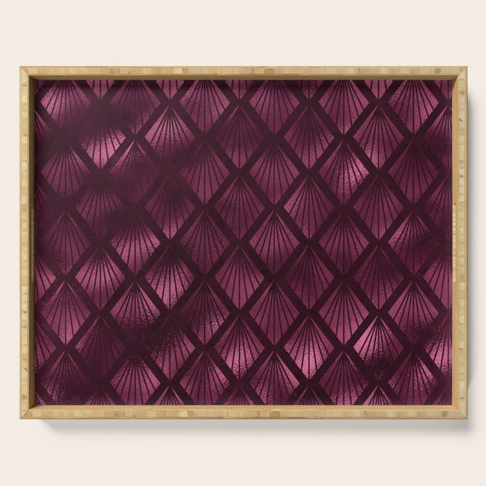 Burgundy Red Art Deco Pattern Serving Tray Gallery Image 1
