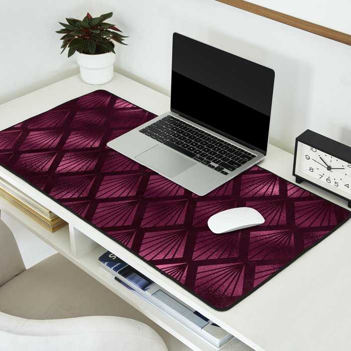 Burgundy Red Art Deco Pattern Desk Mat Gallery Image 2