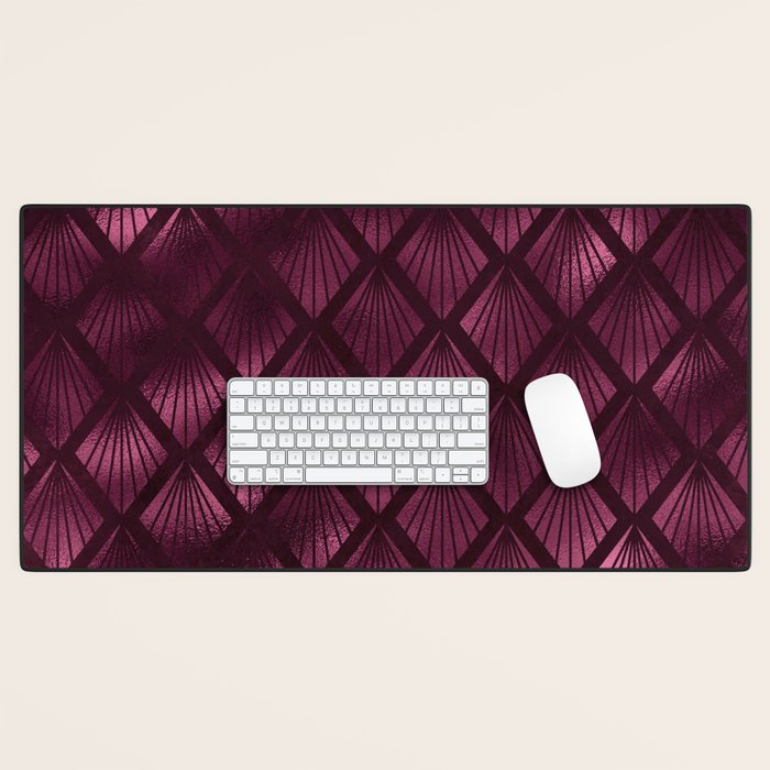 Burgundy Red Art Deco Pattern Desk Mat Gallery Image 1