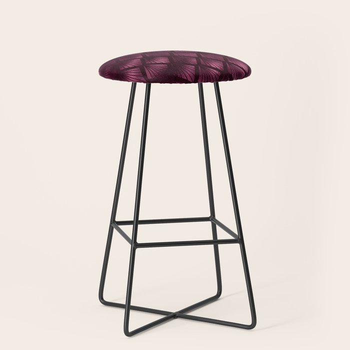 Burgundy Red Art Deco Pattern Stool Gallery Image 1