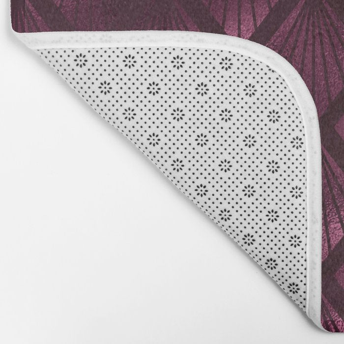 Burgundy Red Art Deco Pattern Bath Mat Gallery Image 2