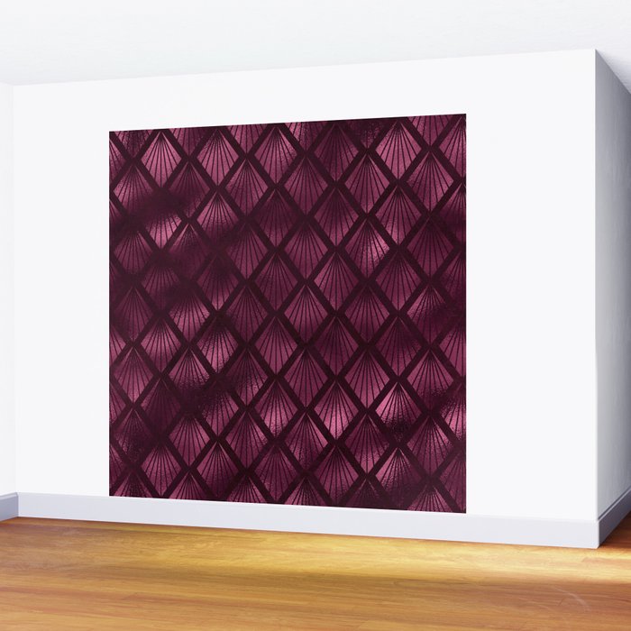 Burgundy Red Art Deco Pattern Wall Mural Gallery Image 2