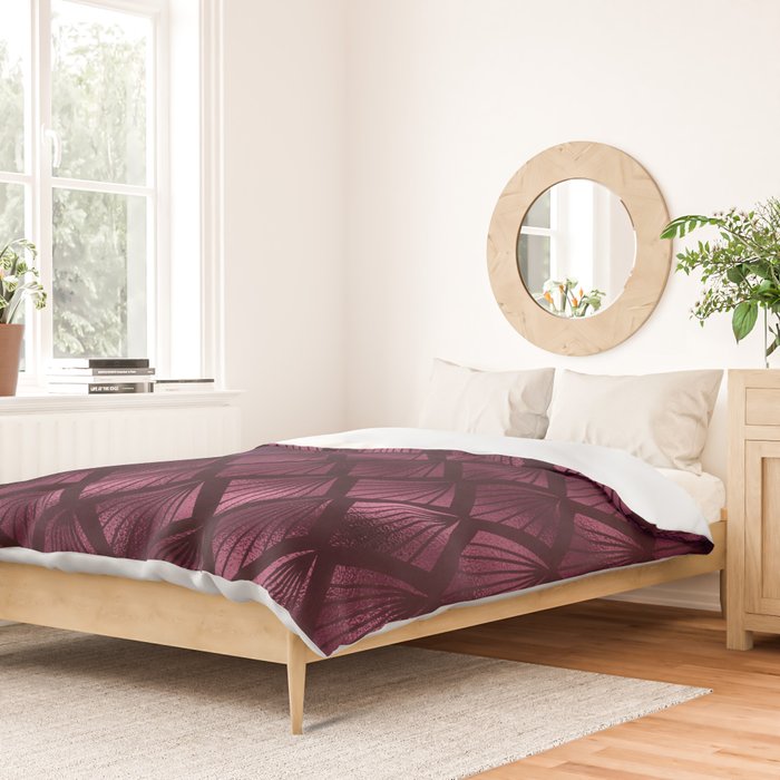 Burgundy Red Art Deco Pattern Duvet Cover Gallery Image 2