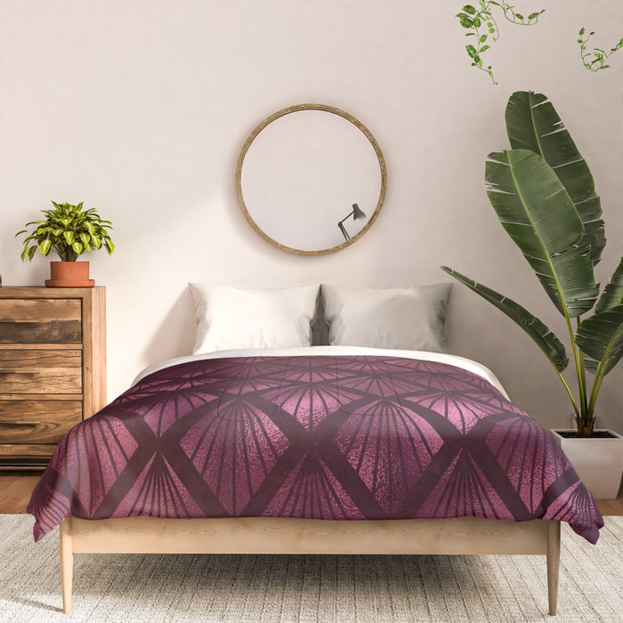Burgundy Red Art Deco Pattern Comforter Gallery Image 3