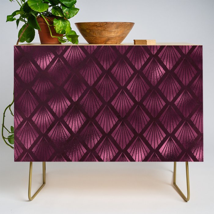 Burgundy Red Art Deco Pattern Credenza Gallery Image 1