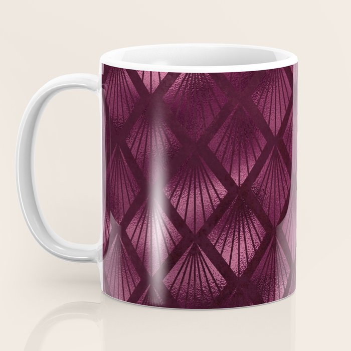 Burgundy Red Art Deco Pattern Coffee Mug Gallery Image 3