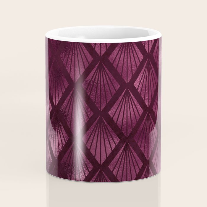 Burgundy Red Art Deco Pattern Coffee Mug Gallery Image 4