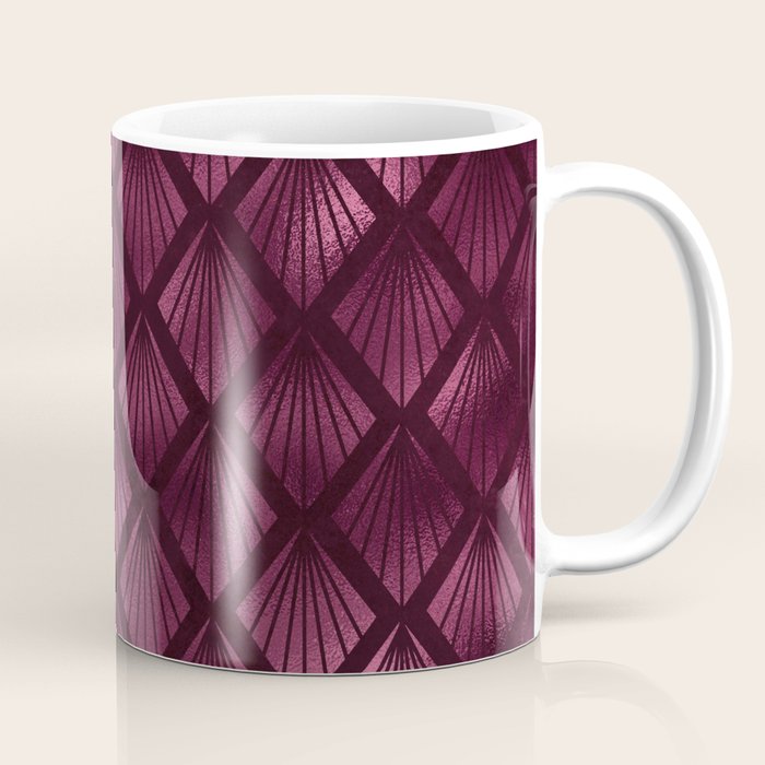 Burgundy Red Art Deco Pattern Coffee Mug Gallery Image 1