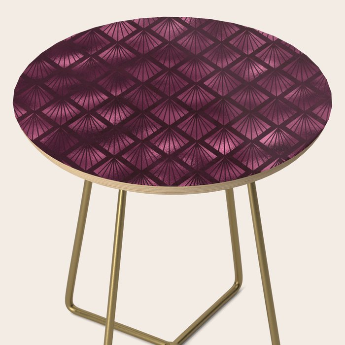 Burgundy Red Art Deco Pattern Side Table Gallery Image 2