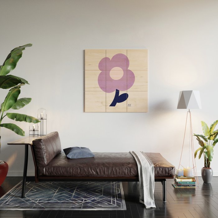 Giant violet flower Wood Wall Art Gallery Image 2