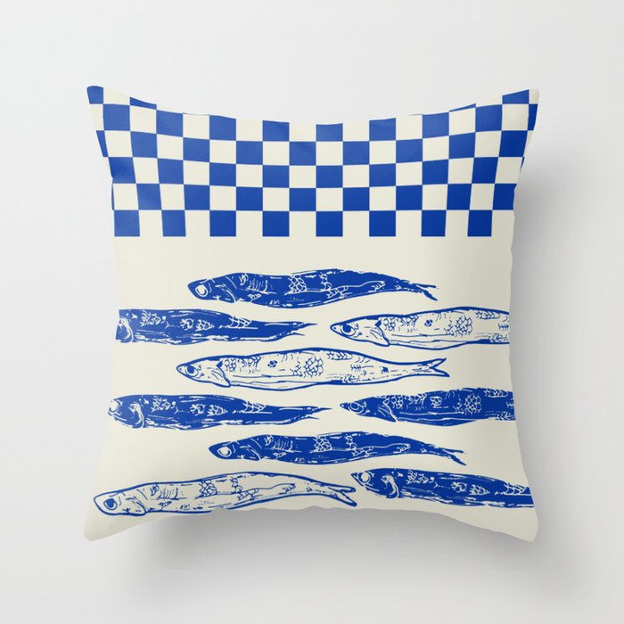 Nordic Sardines Checkered Throw Pillow Gallery Image 6