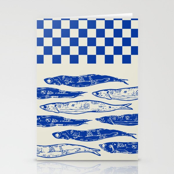 Nordic Sardines Checkered Stationery Card Gallery Image 1