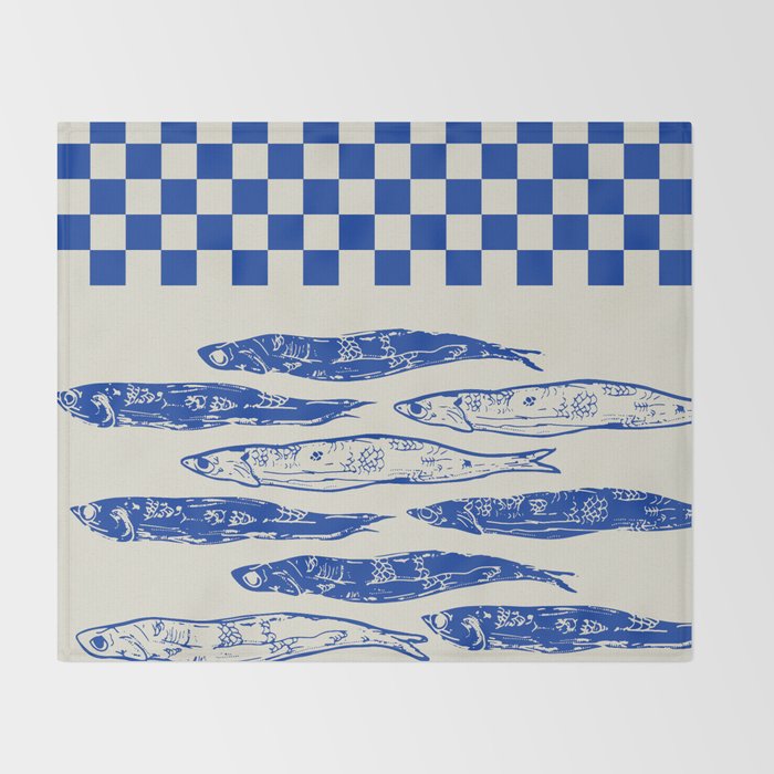 Nordic Sardines Checkered Throw Blanket Gallery Image 2