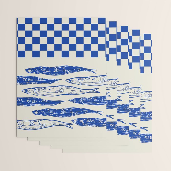 Nordic Sardines Checkered Wrapping Paper Gallery Image 3