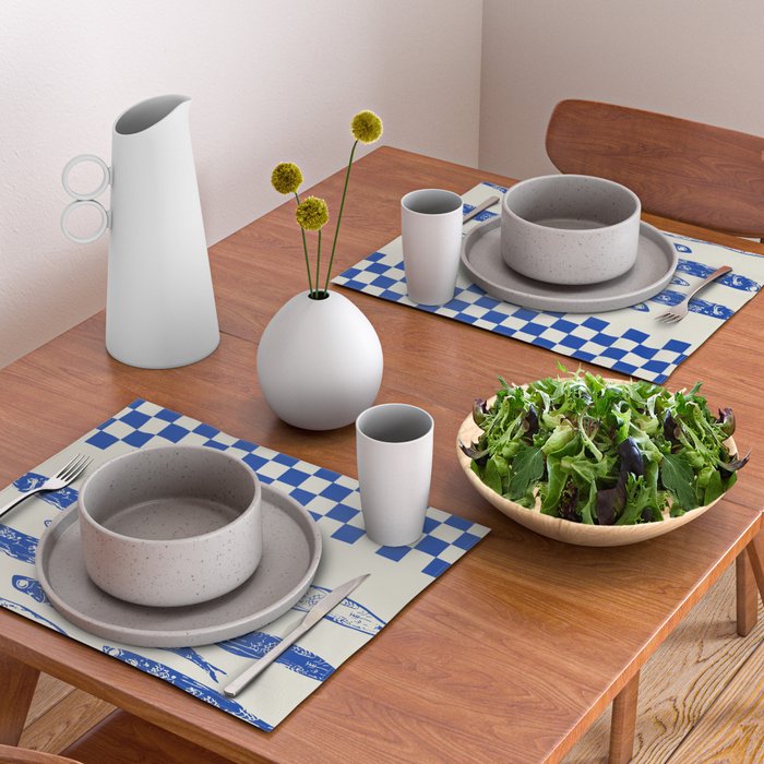 Nordic Sardines Checkered Placemat Gallery Image 2