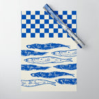 Nordic Sardines Checkered Wrapping Paper Gallery Image 1
