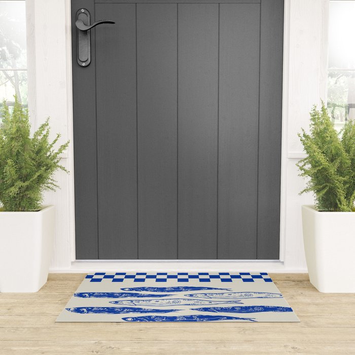 Nordic Sardines Checkered Welcome Mat Gallery Image 3