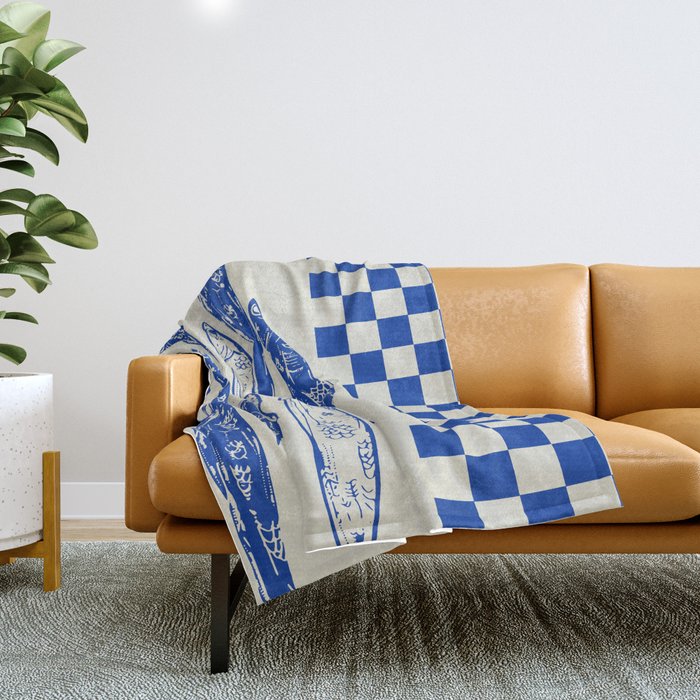 Nordic Sardines Checkered Throw Blanket Gallery Image 1