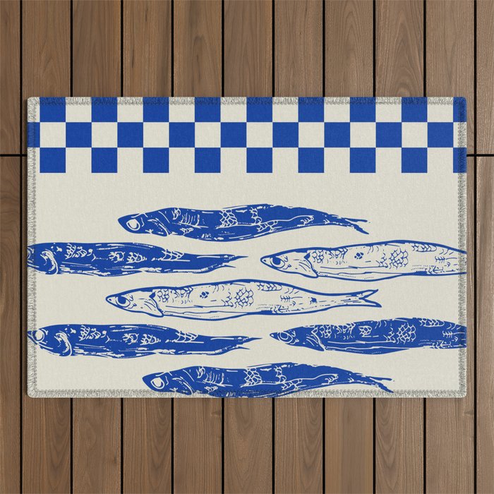 Nordic Sardines Checkered Outdoor Rug Gallery Image 1