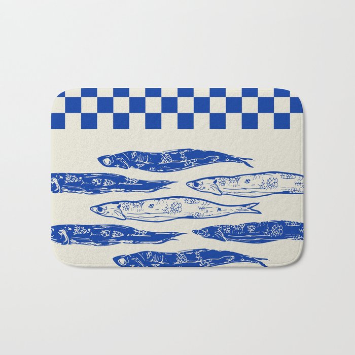 Nordic Sardines Checkered Bath Mat Gallery Image 1