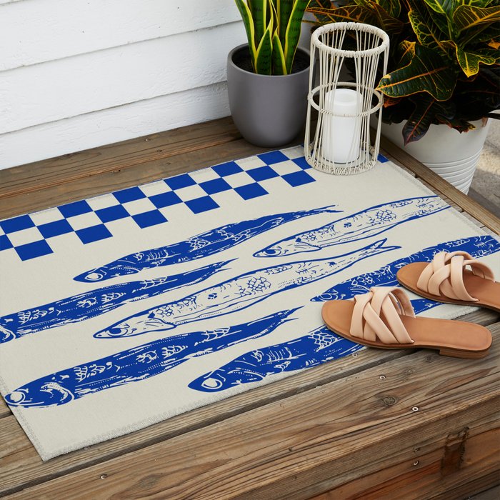 Nordic Sardines Checkered Outdoor Rug Gallery Image 2