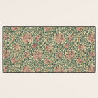 William Morris Vintage Honeysuckle Green Pink Desk Mat Gallery Image 3