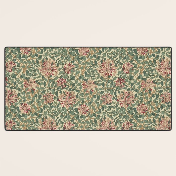 William Morris Vintage Honeysuckle Green Pink Desk Mat Gallery Image 3