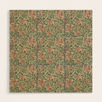 William Morris Vintage Honeysuckle Green Pink Wood Wall Art Gallery Image 1