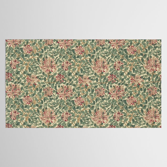 William Morris Vintage Honeysuckle Green Pink Tablecloth Gallery Image 2