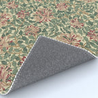 William Morris Vintage Honeysuckle Green Pink Rug Gallery Image 4