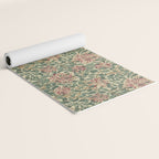 William Morris Vintage Honeysuckle Green Pink Yoga Mat Gallery Image 2