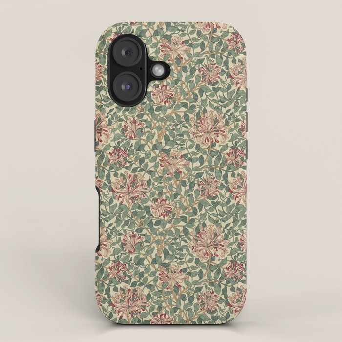 William Morris Vintage Honeysuckle Green Pink iPhone Case Gallery Image 1