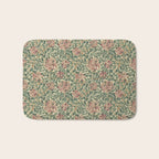William Morris Vintage Honeysuckle Green Pink Bath Mat Gallery Image 1