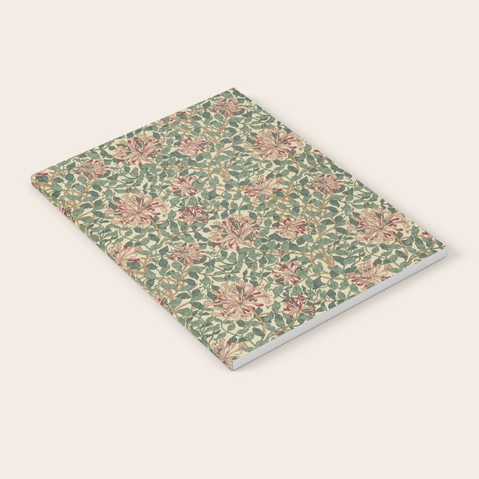 William Morris Vintage Honeysuckle Green Pink Notebook Gallery Image 2