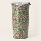 William Morris Vintage Honeysuckle Green Pink Travel Mug Gallery Image 2