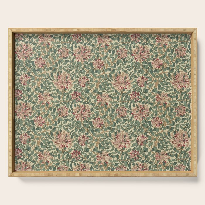 William Morris Vintage Honeysuckle Green Pink Serving Tray Gallery Image 1