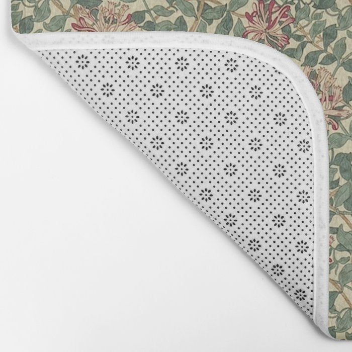 William Morris Vintage Honeysuckle Green Pink Bath Mat Gallery Image 2