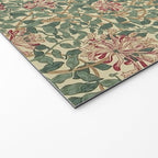 William Morris Vintage Honeysuckle Green Pink Welcome Mat Gallery Image 2