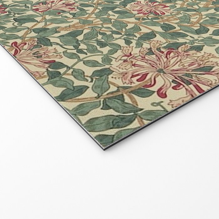 William Morris Vintage Honeysuckle Green Pink Welcome Mat Gallery Image 2