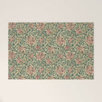 William Morris Vintage Honeysuckle Green Pink Welcome Mat Gallery Image 1