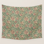 William Morris Vintage Honeysuckle Green Pink Wall Tapestry Gallery Image 4