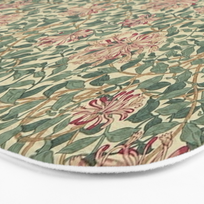 William Morris Vintage Honeysuckle Green Pink Bath Mat Gallery Image 3