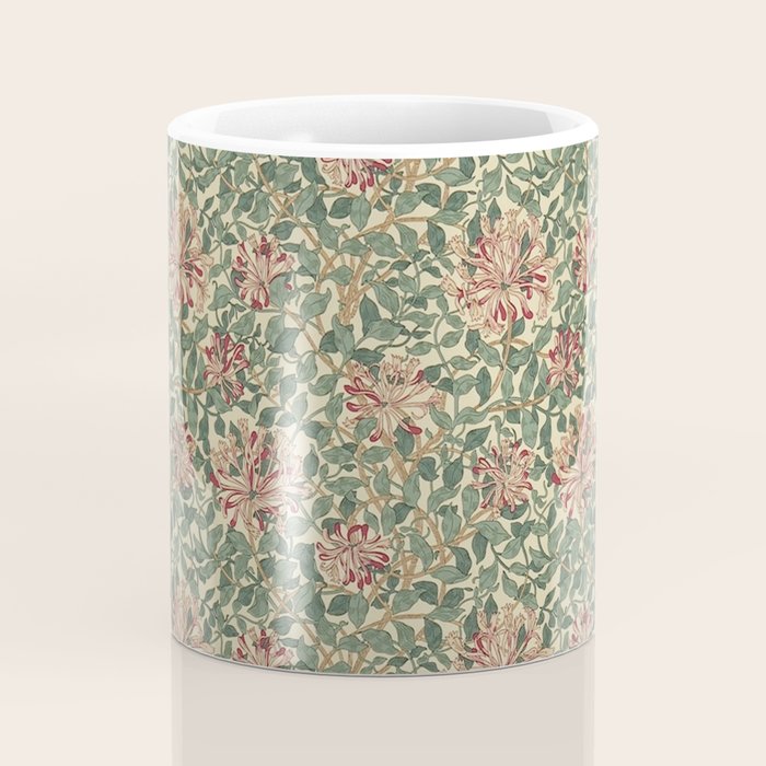 William Morris Vintage Honeysuckle Green Pink Coffee Mug Gallery Image 4
