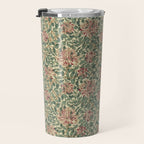 William Morris Vintage Honeysuckle Green Pink Travel Mug Gallery Image 3