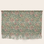 William Morris Vintage Honeysuckle Green Pink Wall Hanging Gallery Image 1